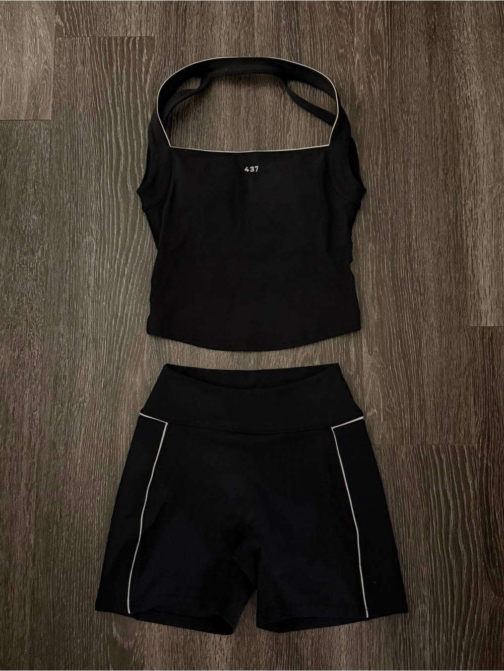 437 Black Square-Neck Tank and Short Set - Picture 5 of 6